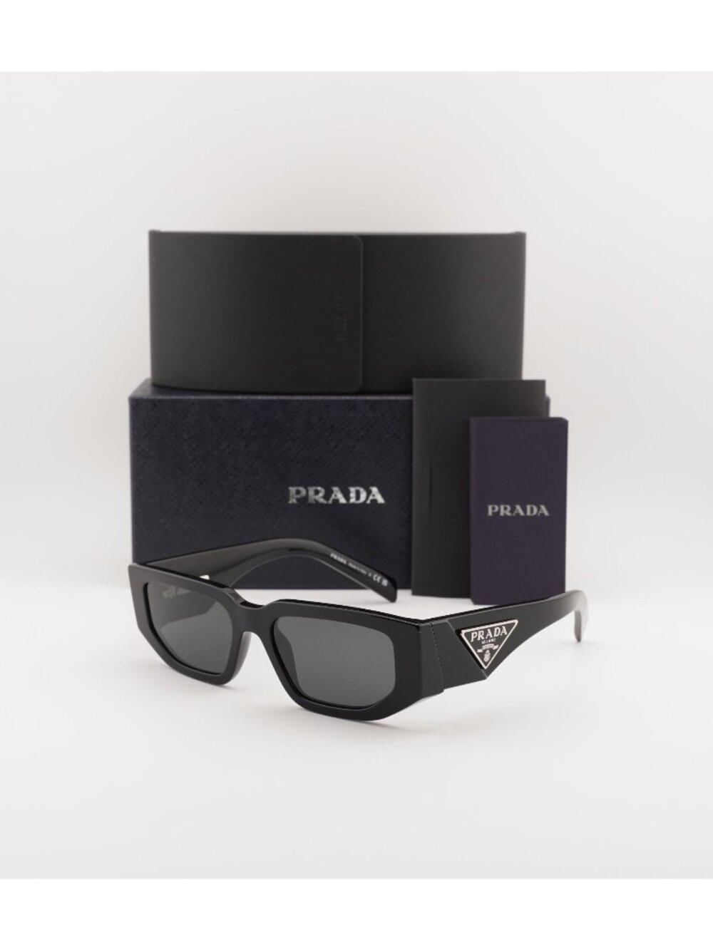 Prada PR09ZS 1AB5S0 Rectangle Sunglasses - Black / Grey